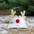 Glitzernde goldene Rentier-Haarklammer mit flauschigen Pompons für Weihnachten - Goldene Rentier Geweih Pompon Haarspange