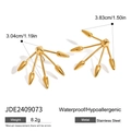 Pendientes elegantes de acero inoxidable dorado con forma de abanico, impermeables e hipoalergénicos - Diseño en Forma de Abanico Radiante (JDE2409073)