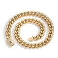 Detail of gold Cuban link chain with a sparkling rhinestone encrusted spring clasp - 7 Inch Bracelet (Approx 18cm) / 6mm Width / Gold