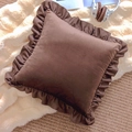 Brown faux leather pillow cover with elegant ruffle edges in a luxury lifestyle setting - 51*51cm / 51*51cm Pillowcase 11 (Cover Only)