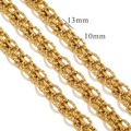 Golden 18K stainless steel chain available in 10mm and 13mm widths with diamond-cut finish - Z1918G2 Gold 10mm/13mm Width