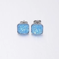 Sparkly square druzy stud earrings in bright blue finish with silver steel frame - Bright Blue (7)