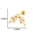 Gold leaf-shaped zircon cartilage stud earring with screw ball back and dimensions - Marquise Wing Style (024-7# Gold)