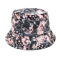 Detailed view of reinforced stitching on the brim of an abstract tie-dye bucket hat - M (56-58cm) / Black