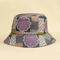Détails de l'imprimé paisley patchwork sur chapeau bob bohème avec coutures fines - Patchwork Multicolore (Base Verte Fleur Violette Quadrillé Paisley 650 Simple Face) / M (56-58cm)