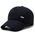 Dunkelblaue Wollmütze für Herren mit Thermofutter und Metallclip für Herbst und Winter - Verstellbar / Marineblau