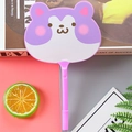 Creative purple bear-shaped fan pen with pink handle, cute stationery for students - Animal Paradise Purple
