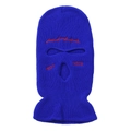Blue knit three-hole ski mask with red NOT NICE embroidery for winter riding - One Size / Sapphire Blue