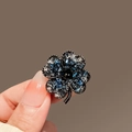 Elegant four-leaf clover brooch featuring blue and clear crystals in dark metal finish - 415# Dark Blue Clover