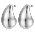 Elegantes pendientes de gota en acero inoxidable plateado para mujer con acabado pulido espejo - Color Acero Grande (MS-195)