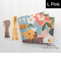 Pink floral gift bag set with gold ribbons and ropes, large 30x12x27cm size - ZD5003 Flower Whisper-L Pink (Set of 3)