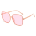 Stylish square oversized sunglasses with light pink frames and transparent pink lenses - Jelly Pink Frame Pink Lens