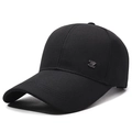 Klassische schwarze Herren Baseballkappe mit langem Schirm und silbernem Z-Logo aus Metall - Verstellbar / Schwarz