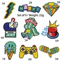 Detail of 9-piece cartoon embroidery patch set with colorful designs weighing 22 grams - 9-Piece Set