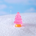 Glow-in-the-dark pink Christmas tree miniature with yellow base, 1.9cm height size - Rose Red