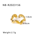 Détail de la bague feuille irrégulière plaquée or 18 carats avec diamètre de 1,8cm et 0,6cm de large - Style de Feuille en Relief (NB-R2023156) / Doré