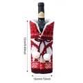 Christmas knitted wine bottle cover with white snowflakes and festive pom-poms decor - Knitted Square Cover-Red