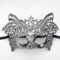 Masque de mascarade demi-visage argent antique avec filigrane rétro et rubans noirs - Sous-Aigle Argent