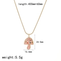 Collana dorata con ciondolo a fungo rosa con strass colorati e specifiche delle dimensioni - Stile Collana Fungo Rosa (TN60356)