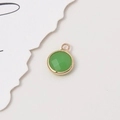Green birthstone round crystal pendant with gold plating for DIY jewelry crafting - Faux Jade Dark Green