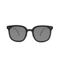 Klassische faltbare schwarze quadratische Sonnenbrille mit grauen Gläsern und Nieten - PC (Reguläre Linse) / 2. Gen - Glänzendes Schwarz