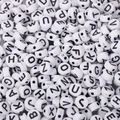 White round acrylic alphabet beads with black uppercase letters for DIY jewelry making - 4x7mm White With Black Letters (100pcs)