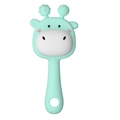Mint green giraffe baby silicone teether with easy-to-grip ergonomic round handle - Deer Rattle Teether / Green