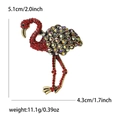 Broche flamant rose en bronze vintage avec strass rouges et cristaux colorés - Rouge