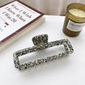 Chic acetate hair claw clip with black and white cow print in a rectangular shape - Large Leopard Print-11cm (No Logo)