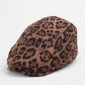 Béret classique imprimé léopard en daim pour femme style mode automne hiver - 58-60CM / Béret / café
