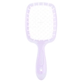 Square light purple hollow hair brush with white bristles for wet and dry styling - Purple Handle - White