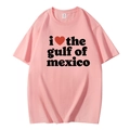 T-shirt rose en coton avec imprimé 'I Heart the Gulf of Mexico' et détail de cœur rouge - Rose