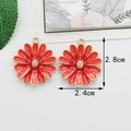 Red daisy flower pendant pair in enamel finish with size dimensions 2.8cm and 2.4cm - 2.4CM×2.89CM / Red