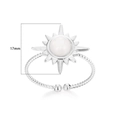 Anillo girasol de plata con gema blanca y banda ajustable de 17 mm - Anillo Abierto Sol Plata Piedra Blanca / Plata-Blanco