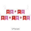 Pink and red Happy Birthday fishtail banner garland for party wall decoration - Red White Rose Red Birthday Banner