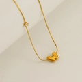 Gold plated titanium necklace featuring a 3D puffed heart pendant and sparkling zircon - Letter W
