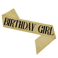 Fascia di compleanno dorata glitterata con testo nero 'BIRTHDAY GIRL' - Fascia di Compleanno / Oro