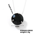 Detailansicht des 0,8 cm schwarzen Kristallanhängers mit Kettenmaßen und Gewicht - Schwarz (KSN00011BK00)