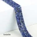 Natural blue sodalite 2x4mm tube spacer beads for DIY jewelry making with white veins - 2x4mm Spacer Beads (Approx. 150 Beads/Strand) / Blue Sodalite