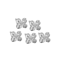 Five silver stainless steel floral heart charms for DIY jewelry and earrings - Four-petal Flower / Steel