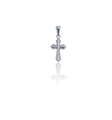 Polished silver stainless steel cross pendant in minimalist style with metal hook - DZ07 (Cross) / Silver