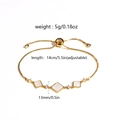 Pulsera ajustable bañada en oro con incrustaciones de nácar cuadradas y circonitas - Cuadrado Dorado