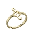 Anillo ajustable de oro con diseño minimalista de una elegante clave de sol musical - Abierto Ajustable / Dorado