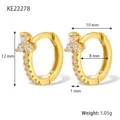 Elegant gold S925 silver hoop earrings featuring micro-set cubic zirconia flower pattern - Gold White
