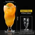 Creative 470ml wave-textured glass for cocktails and juice, 18cm tall in clear finish - Style 8 Juice Glass
