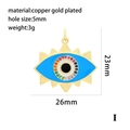 Vergulde Boze Oog hart hanger met blauw emaille en kleurrijke zirkonia steentjes - Groot Onregelmatig Boze Oog (P00197-I)