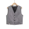 Damenweste in Grau mit V-Ausschnitt, einreihiger Vier-Knopf-Leiste und Slim-Fit-Schnitt - XS / Grau Weste