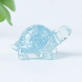 Handcrafted sea blue transparent crystal turtle sculpture for creative desktop decoration - 36 Light Aquamarine