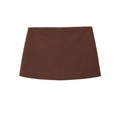 Fashionable brown mini skirt for women with a minimalist A-line silhouette in a smooth fabric - XS / Dark Brown