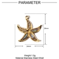 Detailed parameter display of a colorful starfish pendant in gold stainless steel and shell - Starfish - Abalone Shell (YE757-2)